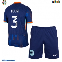 Camisa de Futebol Holanda Matthijs de Ligt #3 Equipamento Secundário Infantil Europeu 2024 Manga Curta (+ Calças curtas)